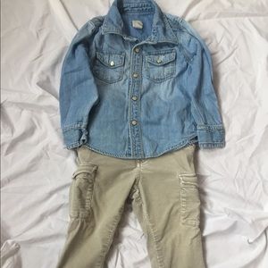 Baby gap jean button up and Kaki Oshkosh cords.